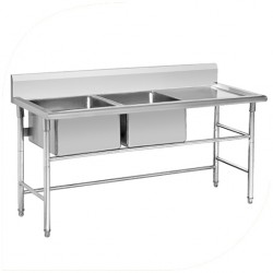 Double Bowl Stainless Steel Sink with Drainboard