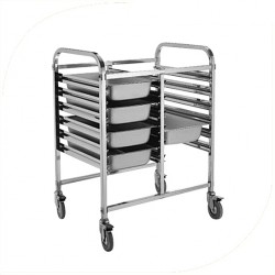 Double Row Stainless Steel Food Tray Trolley