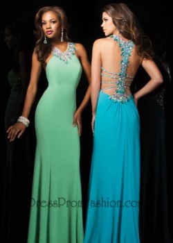Green Long Wide Jeweled Neckline Evening Gown [Green Long Evening Gown] – $170.00 : Fashio ...