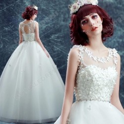 A-Line/Princess Flower Sweet Scoop Neck Floor-Length Open Back Wedding Dress 2016 New – Ch ...