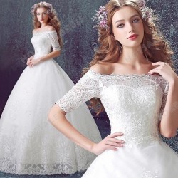 Luxury Lace Strapless Long-sleeved Wedding Dress Floor-Length 2016 New Custom Made – Weddi ...