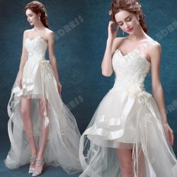 2016 New Sexy Strapless Sweetheart High Low Lace trailing Bride Wedding Dress – Wedding Dr ...