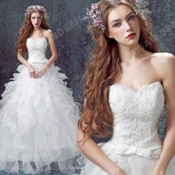 Princess Sweetheart Lace Strapless Floor-Length Wedding Dress 2016 New Custom Made – Weddi ...
