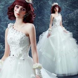 Sexy One-Shoulder Ball Gown Diamond Flower Floor-Length Wedding Dress 2016 New – Wedding D ...