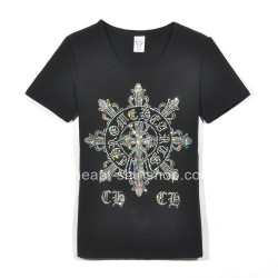 Chrome Hearts Black Snowflake Rhinestone Short Sleeves T-Shirt Sales [Chrome Hearts T-shirts] &# ...
