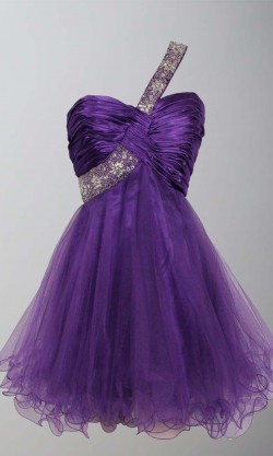 Purple Sequin One Shoulder Short Graduation Dresses KSP406 – £87.00