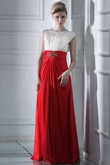 Robe pour soirée habillée empire drapée blanche & rouge – JMRouge.fr