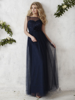 US$139.99 2016 Straps Navy Buttons Tulle A-line Floor Length Sleeveless Ruched