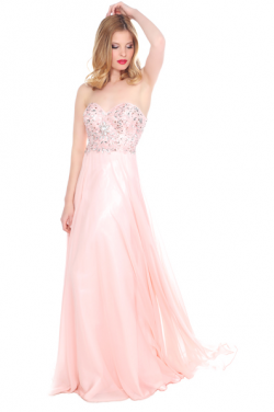 US$168.99 2016 Sweetheart Crystals A-line Pink Chiffon Floor Length Sleeveless Ruched