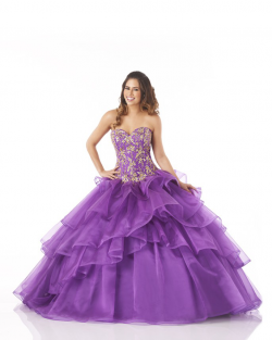 US$232.99 2015 Appliques Purple Lace Up Tiers Tulle Sweetheart Floor Length
