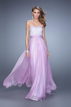 US$147.99 2015 Strapless Beading Ruched Floor Length Chiffon Zipper Sleeveless Pink Lilac
