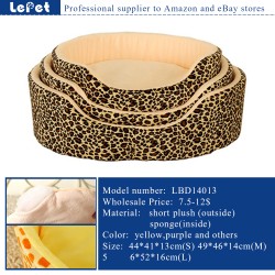 Leopard print warm cozy luxury large pet dog bed wholesale
