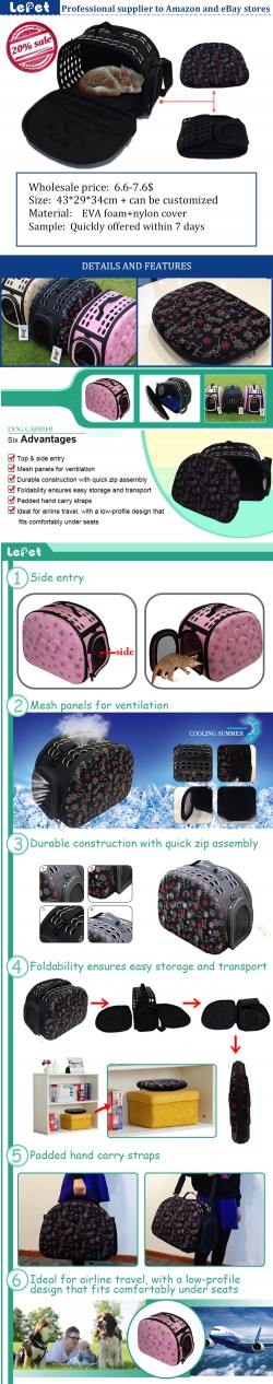 Manufacturer wholesale Comfort travel EVA foam portable pet carrier dog purse carrier