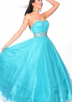US$159.99 2015 Lace Up Strapless Tulle Crystals Fuchsia Blue Ruched Floor Length