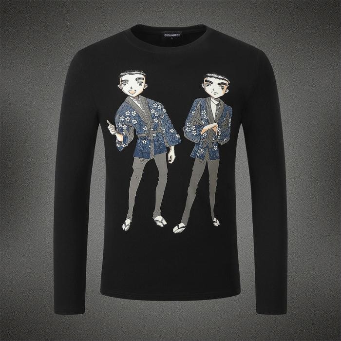 Dsquared2 Men DL02 Cartoon Twins Long Sleeves T-Shirt Black