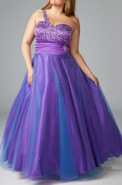 US$169.99 2015 Beading Satin Purple One Shoulder Lace Up Tulle Sleeveless Ruched Floor Length Ba ...