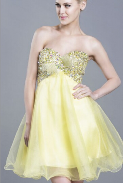 US$143.99 2016 Ruched Yellow Sleeveless Short Length Tulle Sweetheart Crystals Lace Up