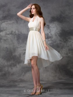 A-line/Princess Halter Sleeveless Sequin Asymmetrical Chiffon Cocktail Dresses – Short Pro ...