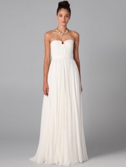 White Pleats Chiffon Floor-length Strapless Discounted Bridesmaid Dress in UK