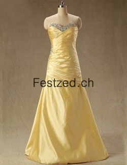 A-Linie Bodenlang Gold Chiffon Abendkleider – Festzed.CH