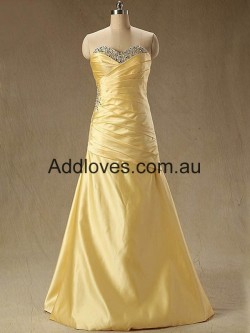 Fantastic A-Line Floor-Length Gold Chiffon Prom Dresses at addloves.com.au