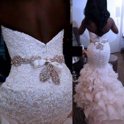 African Mermaid Wedding Dresses With Sash Beads Pearls Sweetheart Plus Size Wedding Dress Ruffle ...