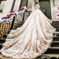 Cinco Castle Church Wedding Dresses A Line Off the shoulder with Long Sleeve 3D Floral Lace Cath ...