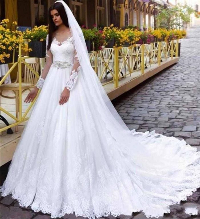 Custom Made Lace Wedding Dresses Illusion V Neck New Colorful White And A Line Bridal Gowns Hot  ...