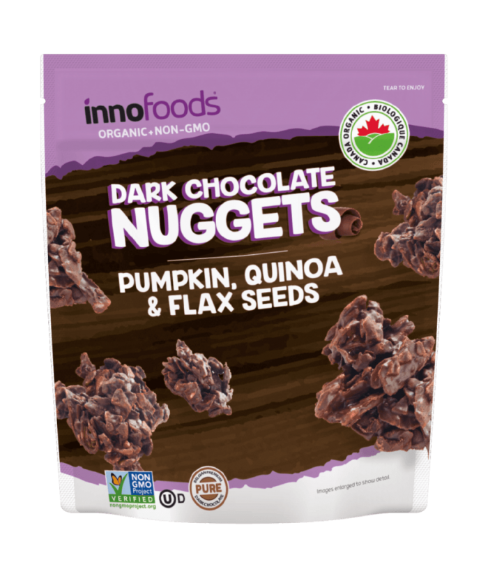 Dark Chocolate Nuggets – Innofoods Inc.Pumpkin,Quinoa & Flax seeds