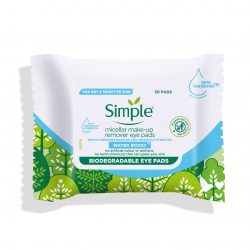 Simple® water boost biodegradable micellar makeup remover eye pads
