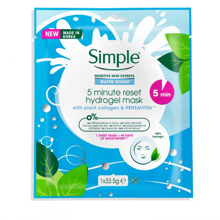 Simple® 5minute reset hydrogel mask