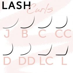 Common lash curl types for an eyelash lift