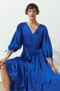 Balloon Sleeve Dress – Bright blue