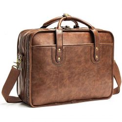 Leather Briefcase Waterproof Laptop Bag