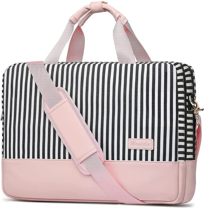 Water Resistant Canvas Women Briefcase for Work, Business, Travel (Pink)