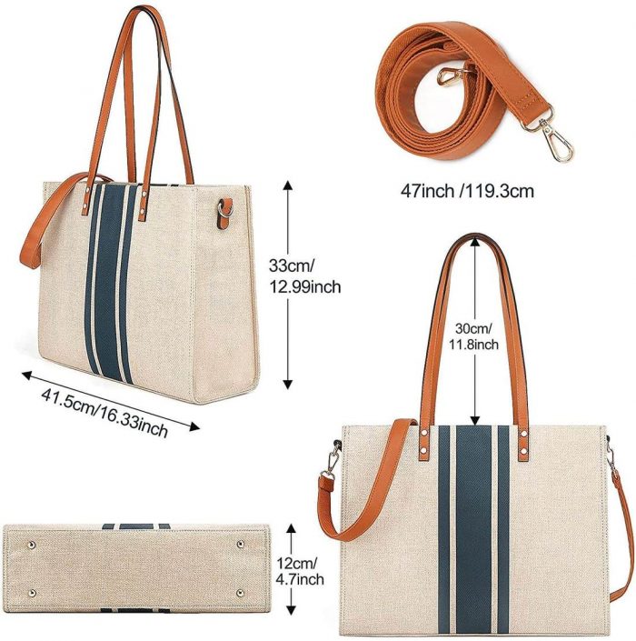 WATER-PROOF LARGE CANVAS WORK TOTE BAGS FOR WOMEN