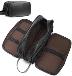 Large Capacity Waterproof Leather Toiletry Bag for Men-bosidu