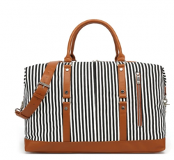 Striped Canvas Travel Bag-bosidu
