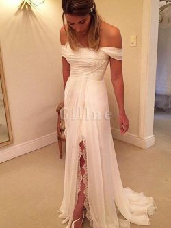A-Line Sleeveless Ruffles Natural Waist Wedding Dress – Gillne.com