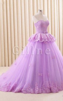 Abito Quinceanera A-Line in Pizzo Lunghi in Tulle in Raso – Gillne.it